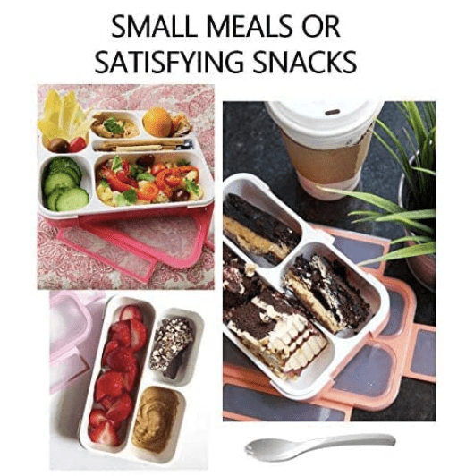 3 Compartment Thermal Insulated Bento Lunch Box with Spoon for Kids/Adult Plastic Snacks Box for School Office Picnic Tour Trip Snacks Tiffin Box Leak Proof Meal Box (Multicolor) - Image 3